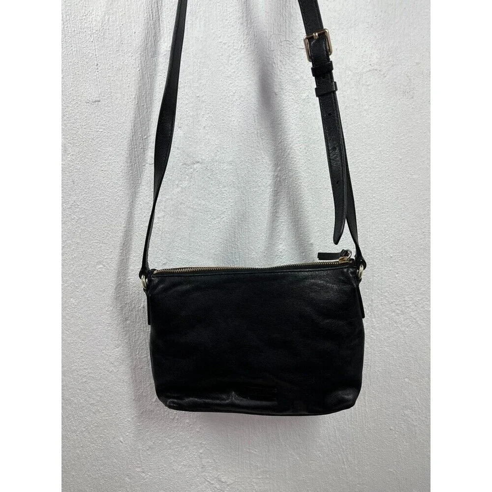 COLE HAAN WOMENS BLACK LEATHER STUDDED CROSSBODY SHOULDER BAG